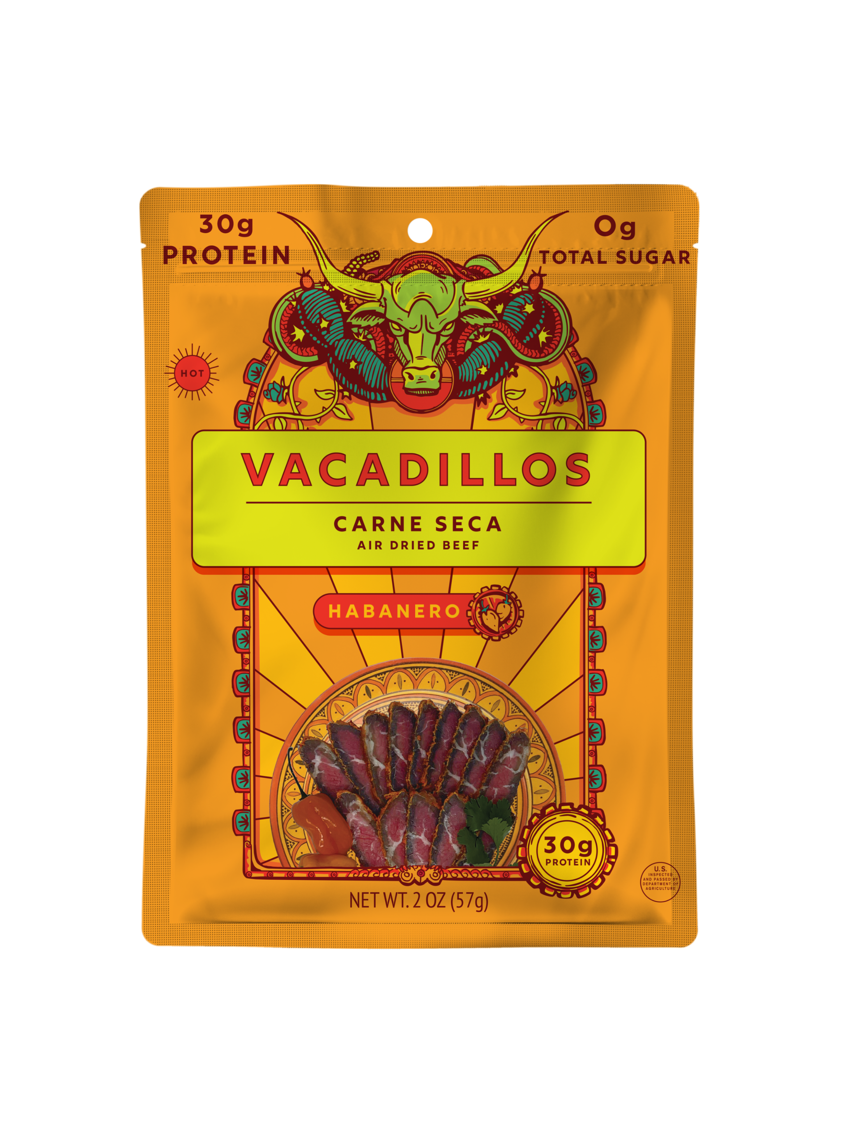Habanero Carne Seca - 2 oz.  Vacadillos